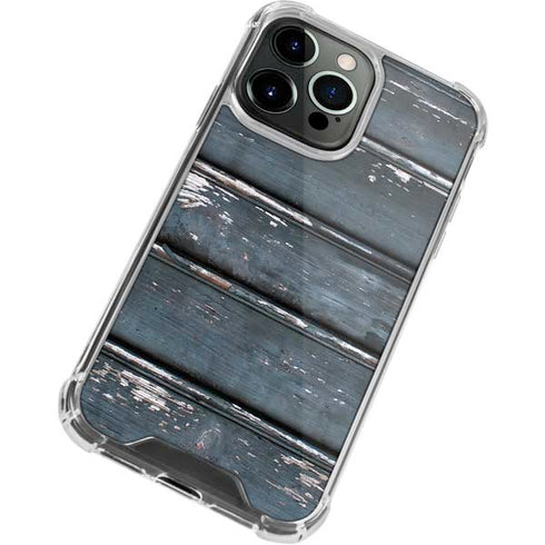 Chipped Blue Wood iPhone 14 Pro Clear Case